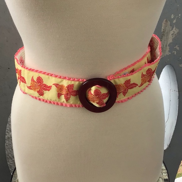 Hadley Pollett Zinnia Embroidered O-ring Belt Reversible Adjustable Adorable - Picture 5 of 12